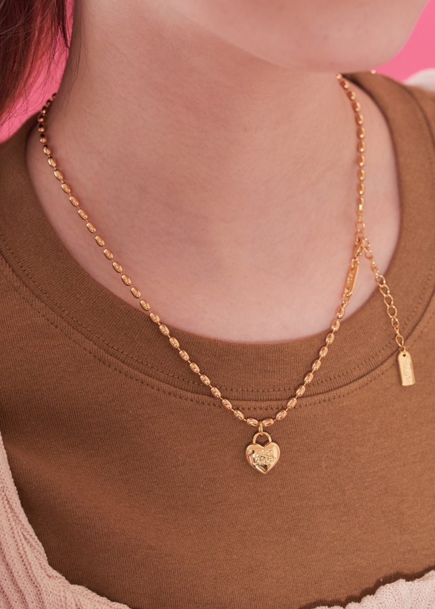 Jude gold heart bag necklace